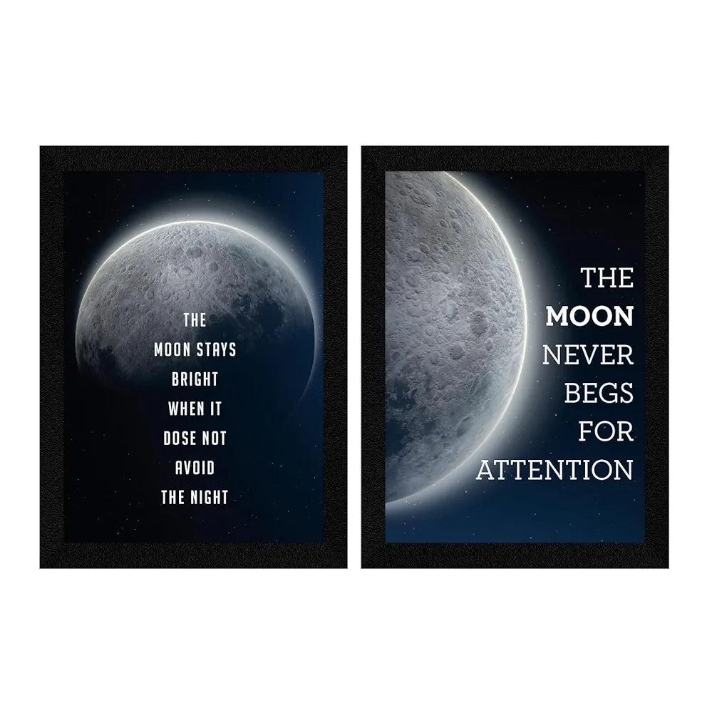 ArtX Paper Moon Motivational Quotes Wall Frames Set of 2