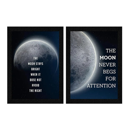 ArtX Paper Moon Motivational Quotes Wall Frames Set of 2