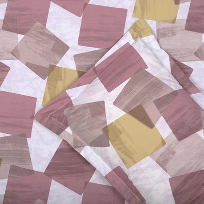 Cloth Fusion Glace Cotton Elastic 18Floral Beige6tc Abstract Fitted Bedsheet for Double Bed King Size with 2 Pillow Covers Square Brown