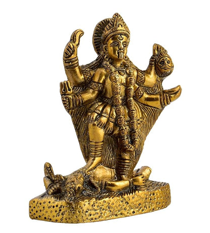 The Advitya Brass Maa Kali Statue | Goddess Mahakali Idol on Shiva | Hindu Religious Idol for Home Office Puja Gifting