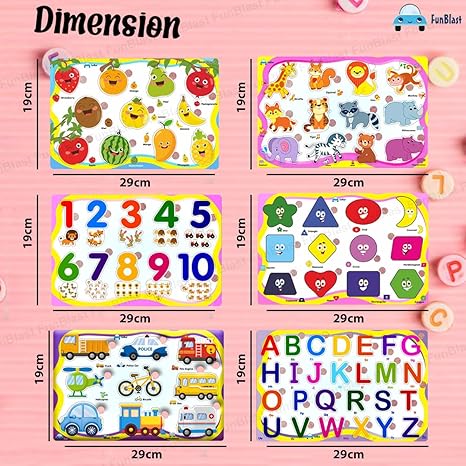 FunBlast Set of 6 Puzzles Wooden Puzzle for Kids Wooden Colorful Learning Educational Board