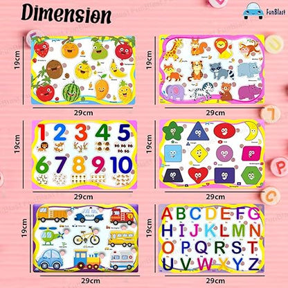 FunBlast Set of 6 Puzzles Wooden Puzzle for Kids Wooden Colorful Learning Educational Board