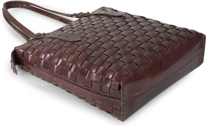 Goatter Genuine Leather Handmade Women's Tote Bag, Dark Brown Color