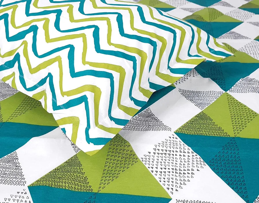 Divine Casa 144 TC 100% Cotton Double Bedsheet with 2 Pillow Covers Floral Pattern Colour Sky Blue & Lemon