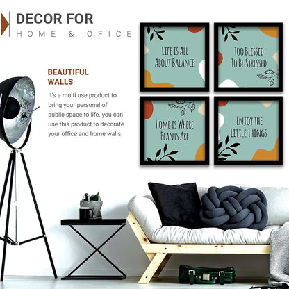 Kotart Engineered Wood Life Is All About Balance Motivational Quotes Frames Set Of 4