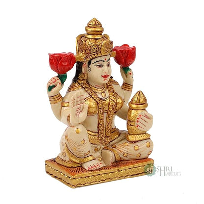 Indicast Resin 5" Inch Goddess Lakshmi Fine Painting Maa Lakshmi Idol Diwali Puja Vastu Figurine Gift Article