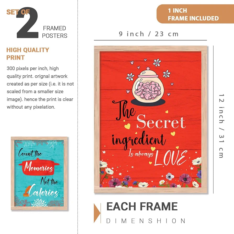 Kotart Count The Memories Motivational Quotes Posters with Frame for Home Decoration Pack of 2