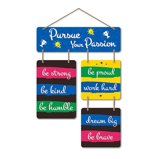 Artvibes Pursue Your Passion Decorative Wall Art Mdf Wooden Wall Hanger for Living Room | Quotes Decor Items