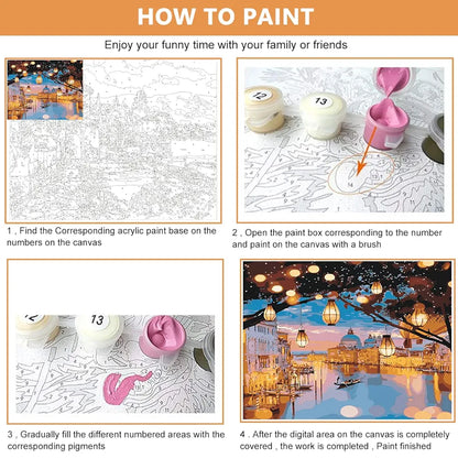 HASTHIP DIY Oil Painting, 40 * 50CM Paint by Numbers Kits, Painting Kit for Adults and Kids, Unframed Printed Canvas for Home Wall Decor  Black