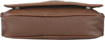 Leather World Tan 14.5 inch Pu Leather Unisex Laptop Bag for Men Office Bag for Men Messenger Bag