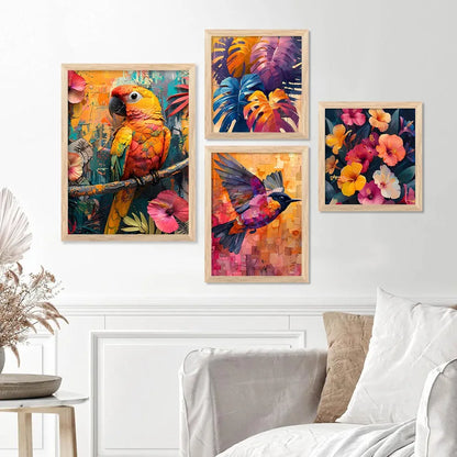 Kotart Floral Wall Art wall poster with Glass Frames Hanging for Wall frames Set of 4 big frames I