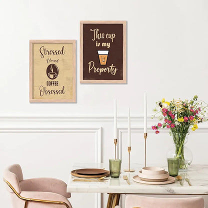 kotart Tea/Coffee Quotes Posters with Frame for Kitchen Restaurant Cafe Wall Decoration Coffee Quotes Posters Pack of 2