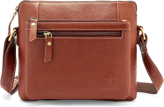 Goatter Genuine Leather 9" Inch Sling Cross-Body Bag For Women's