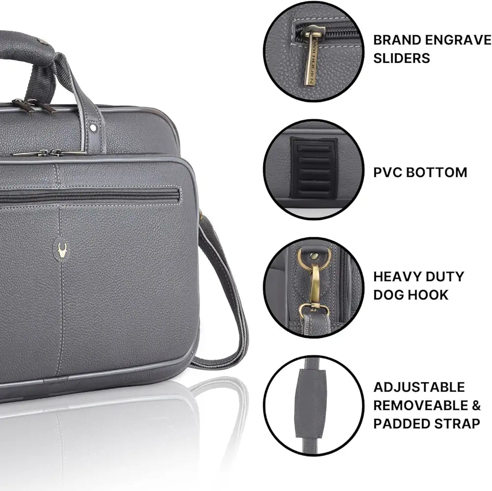 WildHorn Leather 15 inch Laptop Bag for Men I Padded Laptop Compartment I Carry Handles with Adjustable Strap