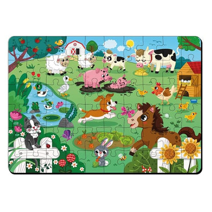 Mini Leaves Farm Animal Puzzle | Premium Wooden Floor Puzzle for Kids | Puzzle Set With Wooden Box  | 48 Pieces