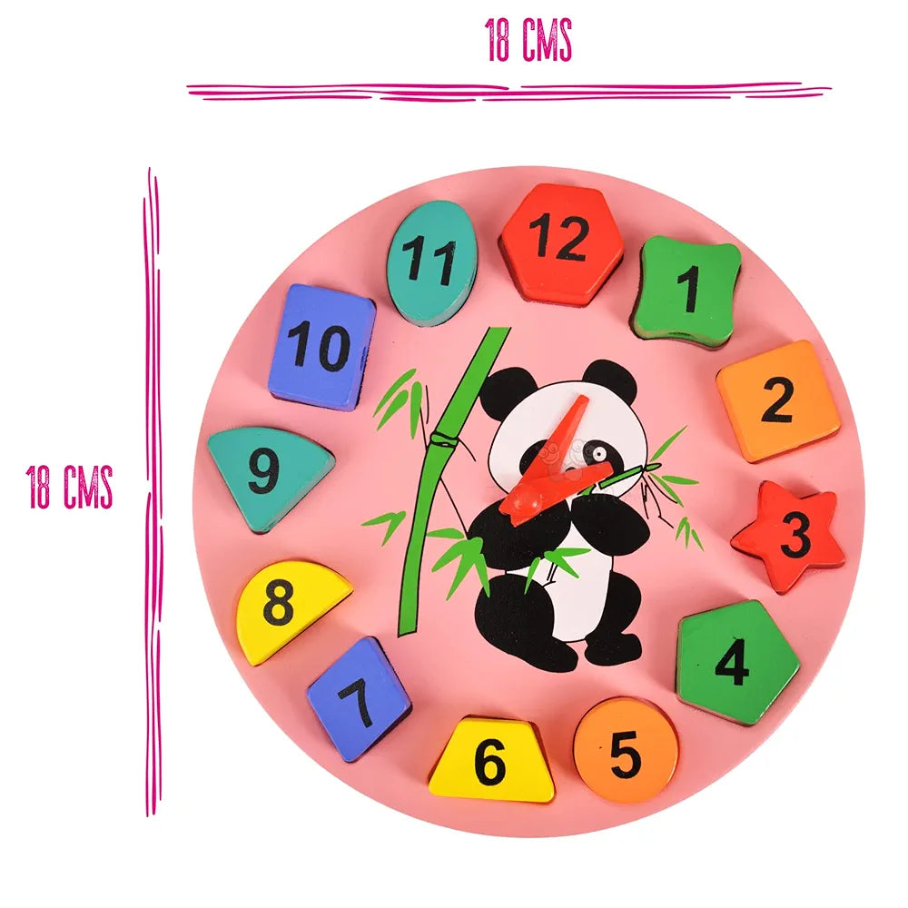 Trinkets & More - Geometric Shape Sorter Clock Panda Themed Wooden Puzzle Early Education Toys Kids 3+ Years  for 3+ years