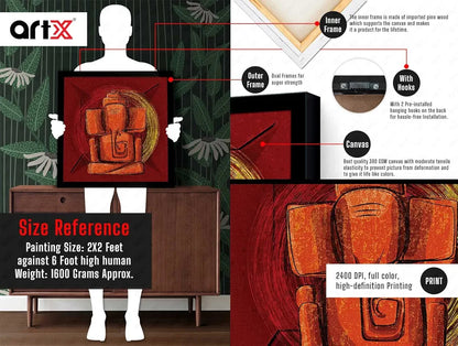 ArtX Swastik Ganesh Ji Big Canvas Painting With Frame Multicolour Square