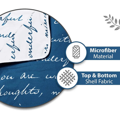 Divine Casa 120 GSM Microfiber Single Kids Dohar Soft & Lightweight Throw Blanket Typography Pattern Colour Blue Depth