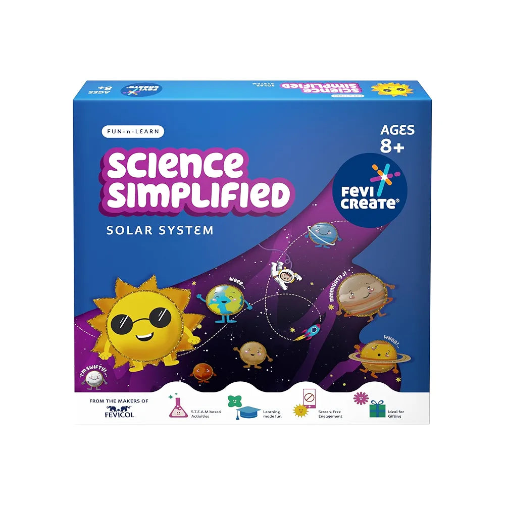 Pidilite Fevicreate Educational Game, DIY Solar System Craft Kit for Kids, Fun & Learning Science Project Kit for 7 Years & Above, Multi