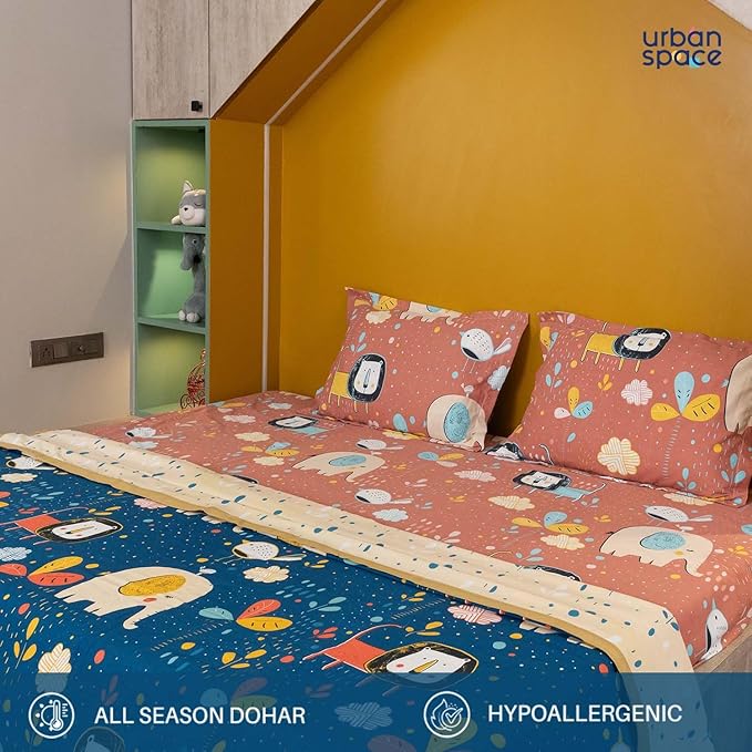 Urban Space Microfiber Cotton Reversible Dohar for Double Bed, AC Blanket Lion King Navy