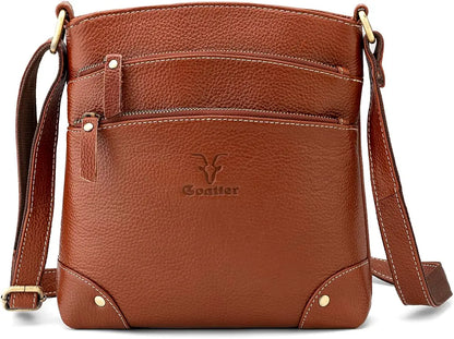 Goatter Genuine Leather 9.5" Inch Sling Cross-BodyBag for Girls And Women,