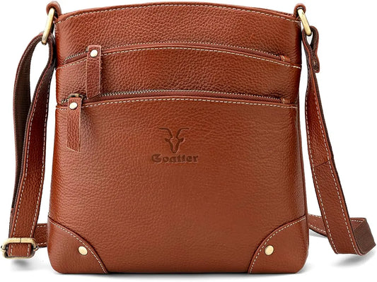Goatter Genuine Leather 9.5" Inch Sling Cross-BodyBag for Girls And Women,