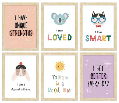 ArtX Paper Motivational-05 Quotes Wall Paintings for Kids Room Inspirational Multicolor Set of 6