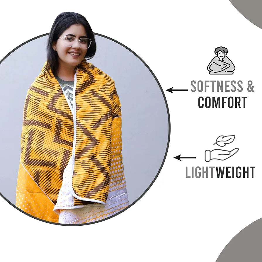 Divine Casa Microfibre Everyday Use 120 GSM Reversible Single Bed Size Quilt Comforter Blanket TC - 120 Colour Spectra Orange