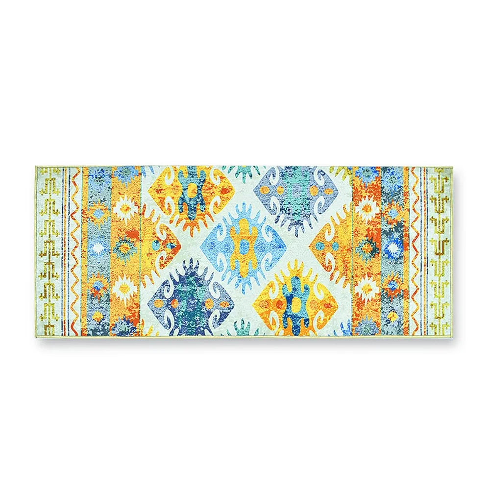 Ishro Home 3d Printed Bedside Runner Carpet Anti Skid For Home Kitchen Colour Classic Retro