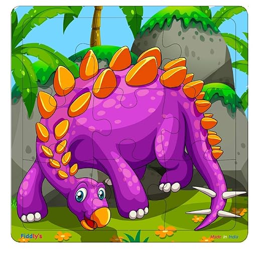 Fiddly's Wood Jigsaw Puzzles for Kids & Children - 9 Pieces | Dinos Pack of 4 | Age 3+