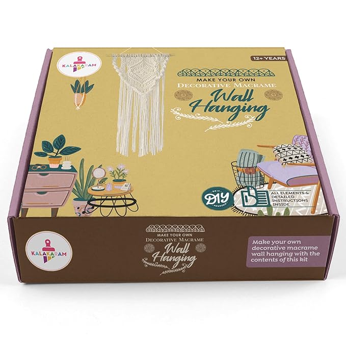Kalakaram Abstract Wall Hanging Making Kit for Girls and Adults | Macrame Wall Hanging Decoration Kit