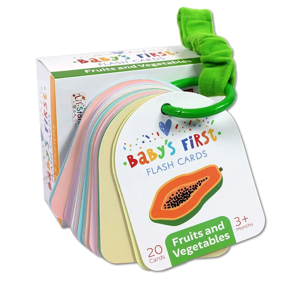Popcorn Games Fruits and Vegetables Baby's First Board Flash Card Learning Educational for New Born Baby Kids Ages 3 Month+ Best Birthday Gift Early Learning - 20 Cards