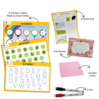 Popcorn Games & Puzzles ABC and Numbers | Reusable Activity Mats with 2 Marker Pens | Gifts & Creative Learning for Ages 3-6
