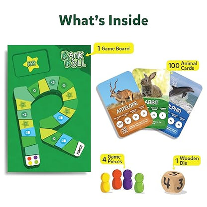 Skillmatics Trump Card & Board Game Rank & Roll Animals Memory Strategy Game