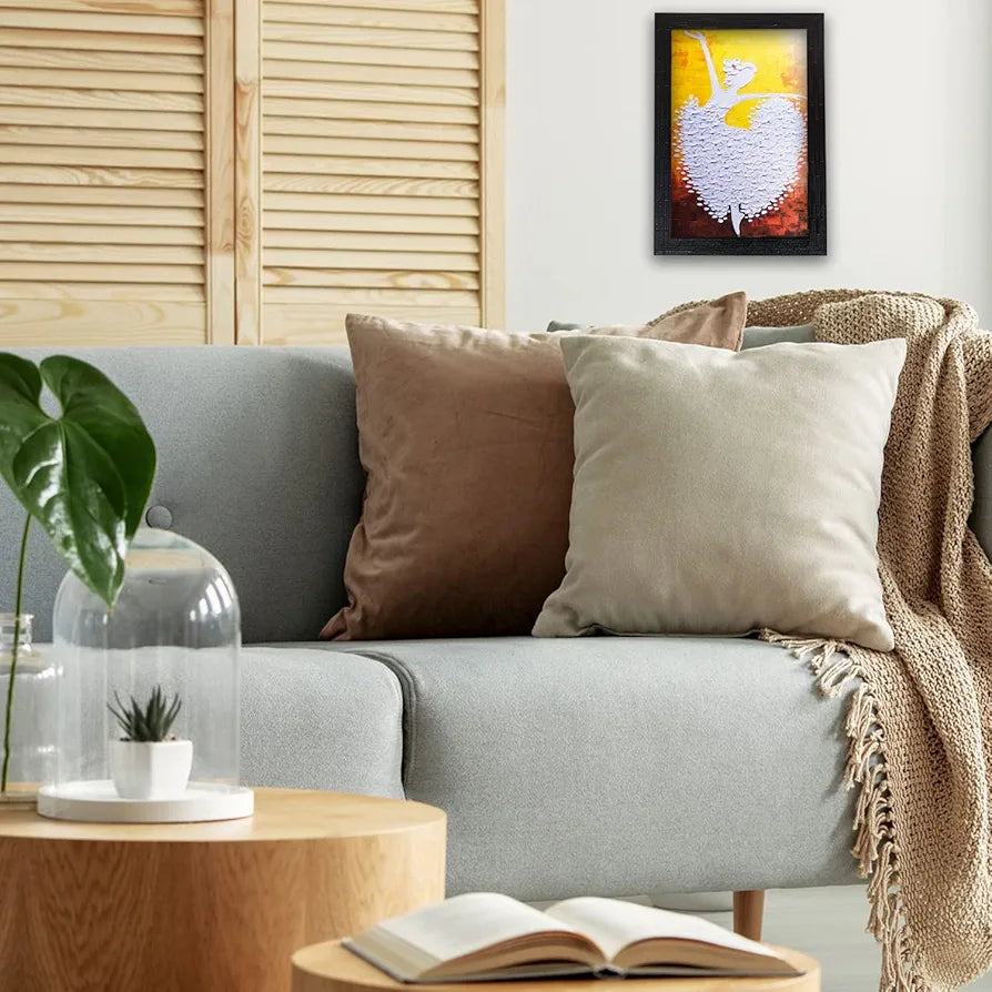 Lifehaxtore Abstract Art Wooden Dancing Girl Framed Painting