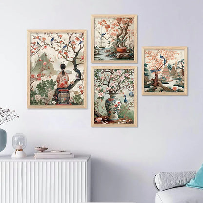 Kotart Nature Inspired Modern Art Paintings with Frame Set of 4 Frames C