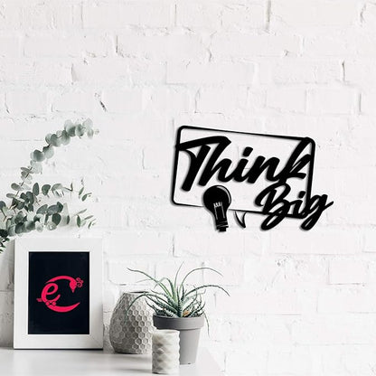 Ecraftindia Think Big Black Engineered Wood Wall Art Cutout | Ready to Hang Home Decor