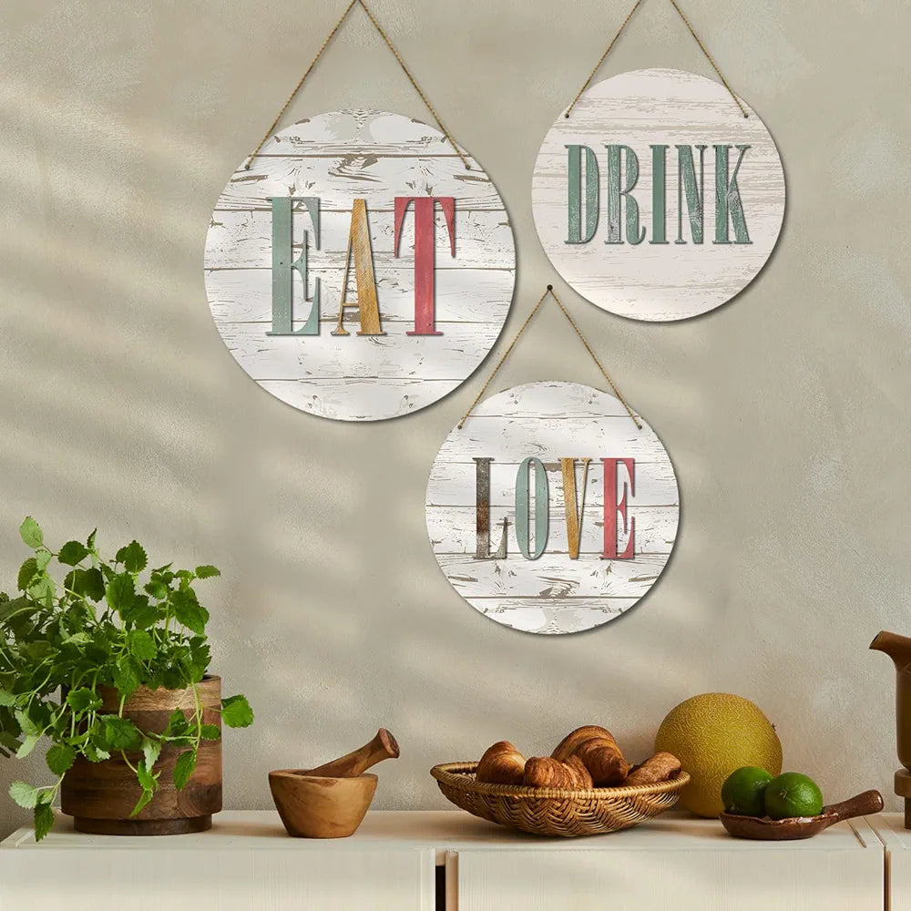 Kotart Wooden Wall Hanging Home Decor Items Eat Drink Love