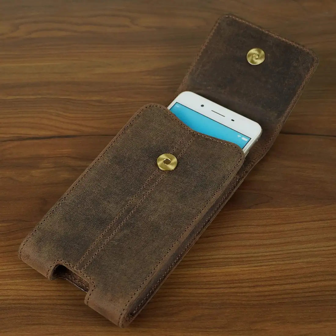 Goatter Unisex Hunter Leather All With 6.5" Inch Backcase For iPhone 12 Pro Mobile Pouch Coffee Color [Got-20-04]