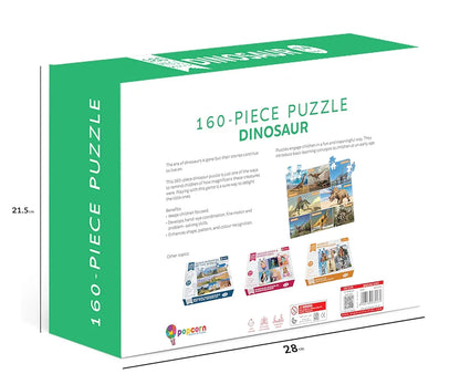 Popcorn 160 Piece Puzzles for Kids | Dinosaur Jigsaw Puzzle Game for 7+ Years Old Children | Improve Kid Knowledge and Concertation