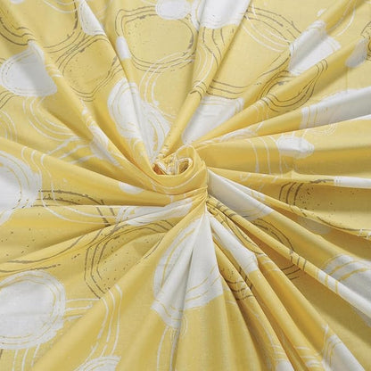 Huesland by Ahmedabad Cotton 144 TC King Size Bedsheet Cotton with 2 Pillow Covers | Sphere |  Yellow & Off White