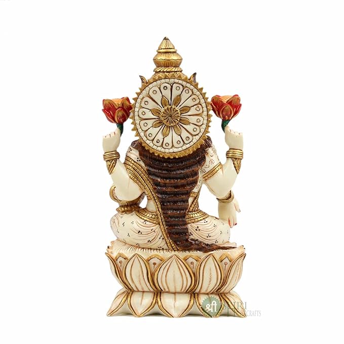 Indicast Resin 8" Inch Lakshmi Fine Painting Goddess Laxmi Idol Diwali Puja Vastu Figurine Gift Article for Home Office