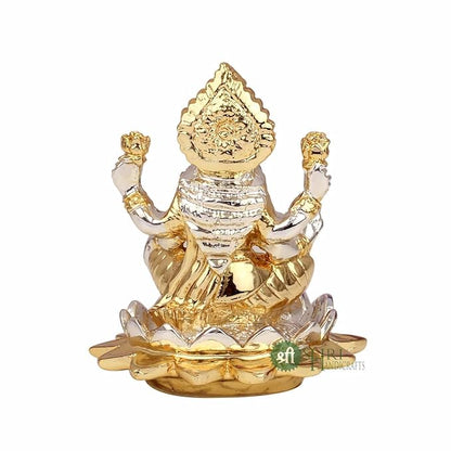 Indicast Resin Goddess Sitting on Lotus Laxmi Idol Murti Statue for Home and Office Decor