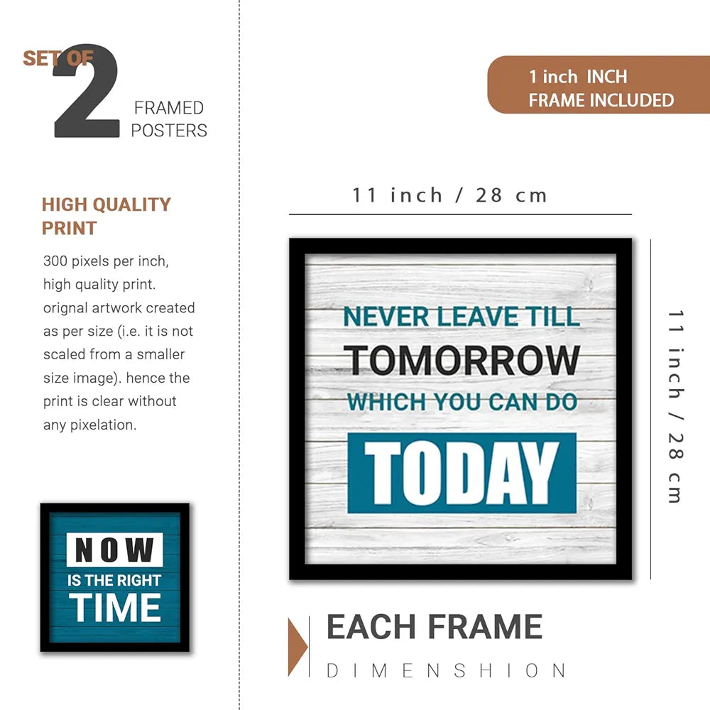Kotart Wood Focus Motivational Quotes Framed Posters