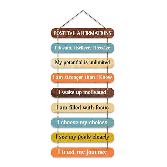 Artvibes Positive Affirmations Printed Wooden Wall Hanging for Home Decorative Items | Wall Artwork for Hall Decor