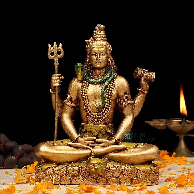 Indicast 6" Inch Cold Cast Resin Shiva Showpiece Antique Decor Decor Bolenath Mahakal