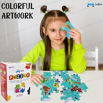 FunBlast World Map Jigsaw Puzzle for Kids Jigsaw Puzzle for Kids
