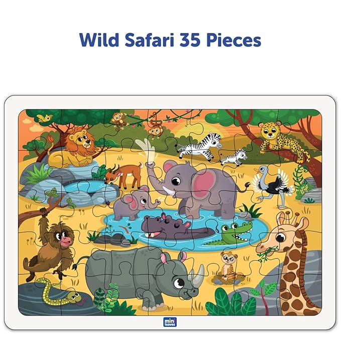 Mini Leaves 2 Puzzles With 59 Pieces | Animal Wooden Jigsaw Puzzle | Wooden Puzzle for Kids 4+ Year | Educational Puzzle