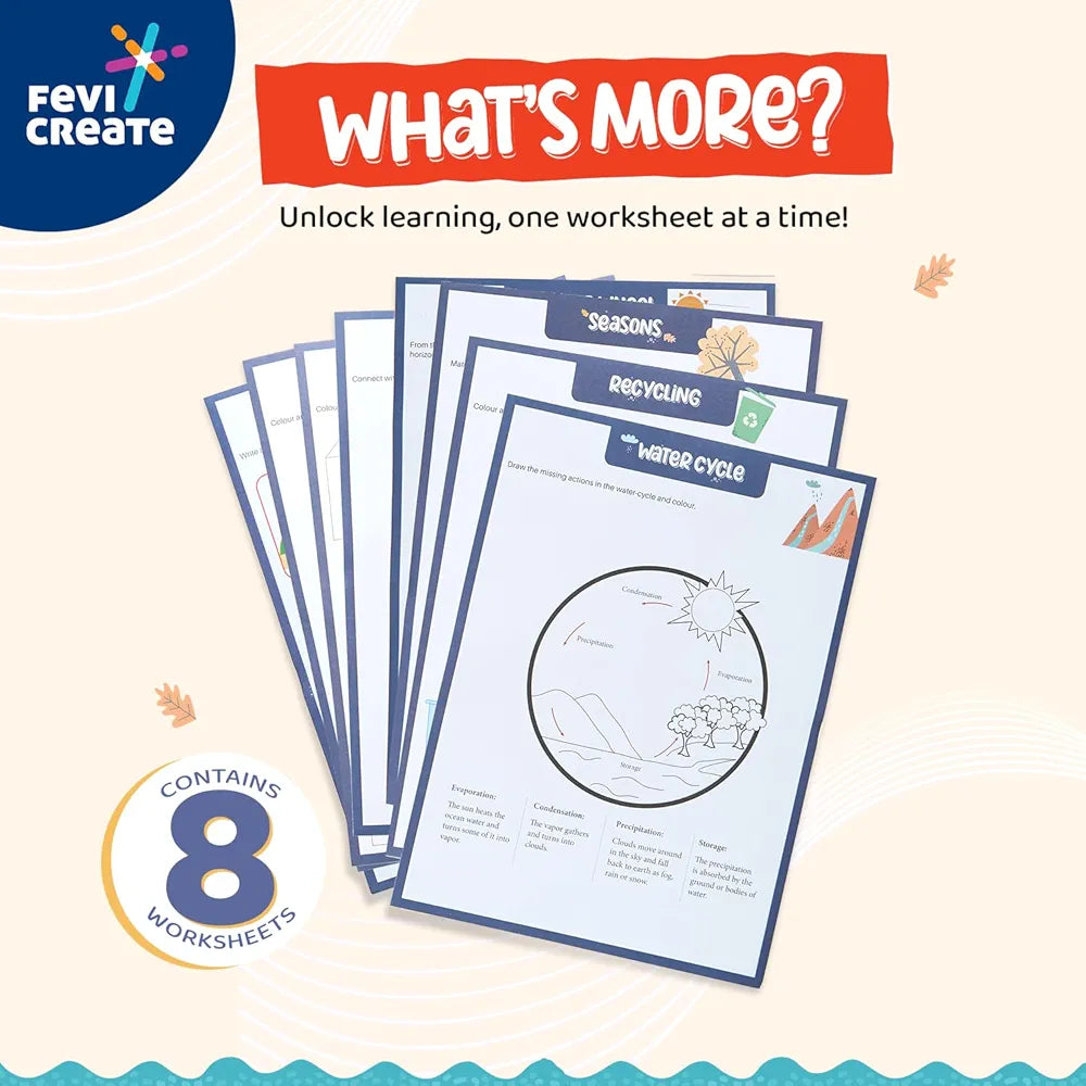 Fevicreate Nature and Me Art & Craft Kit | Science Series Inspired by NCERT Curriculum | Build a Weather Wheel, a Recycling Waste bin, Water Cycle Chart and Explore Seasons