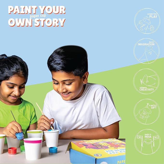 Kalakaram Paper Craft Kit for Kids  Diy Fun Activity Kit | Paper Cup Painting and Craft Kit | Kids Educational Activity Kit